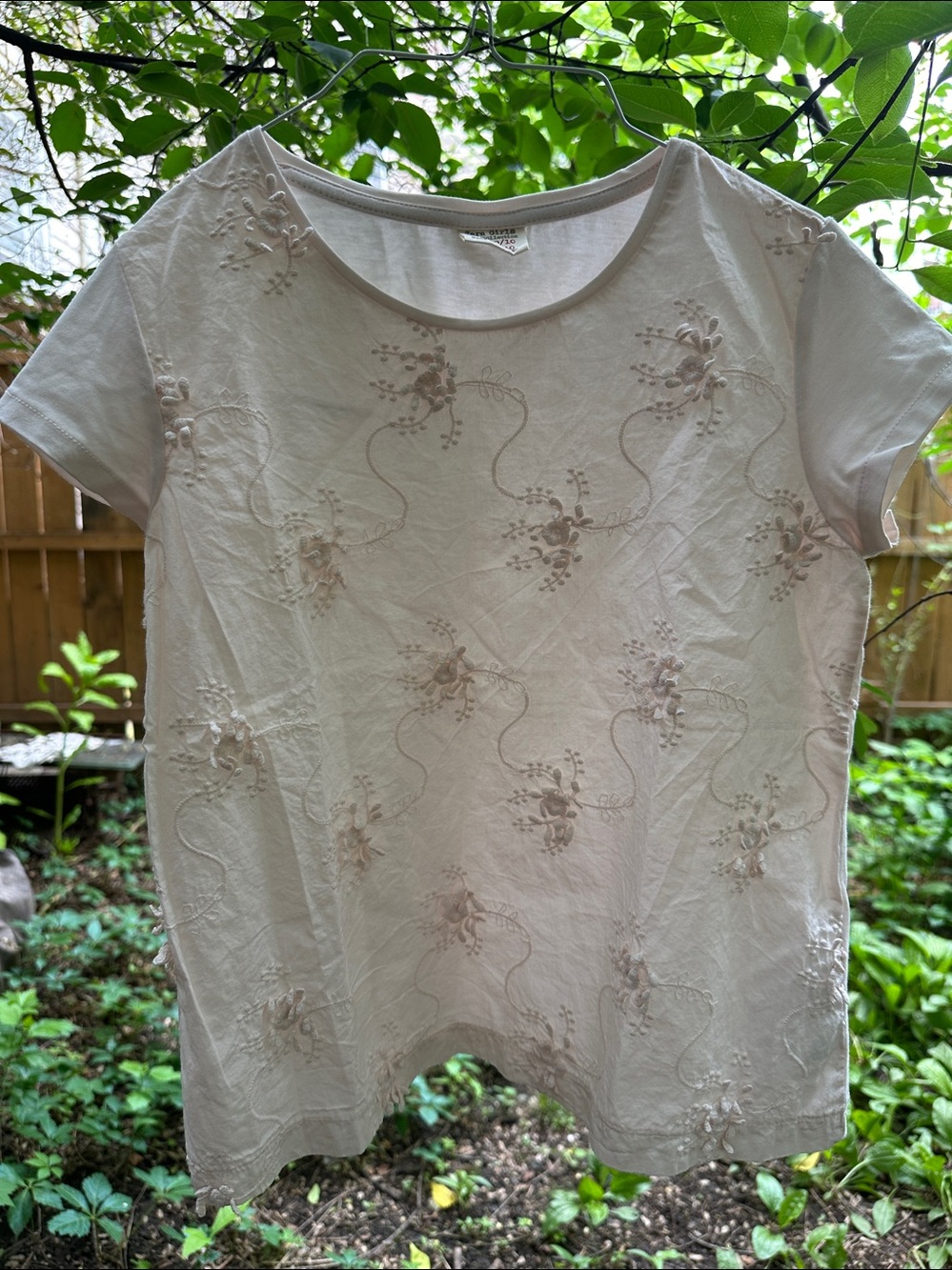 Pale Pink Embroidered Floral Girls Top